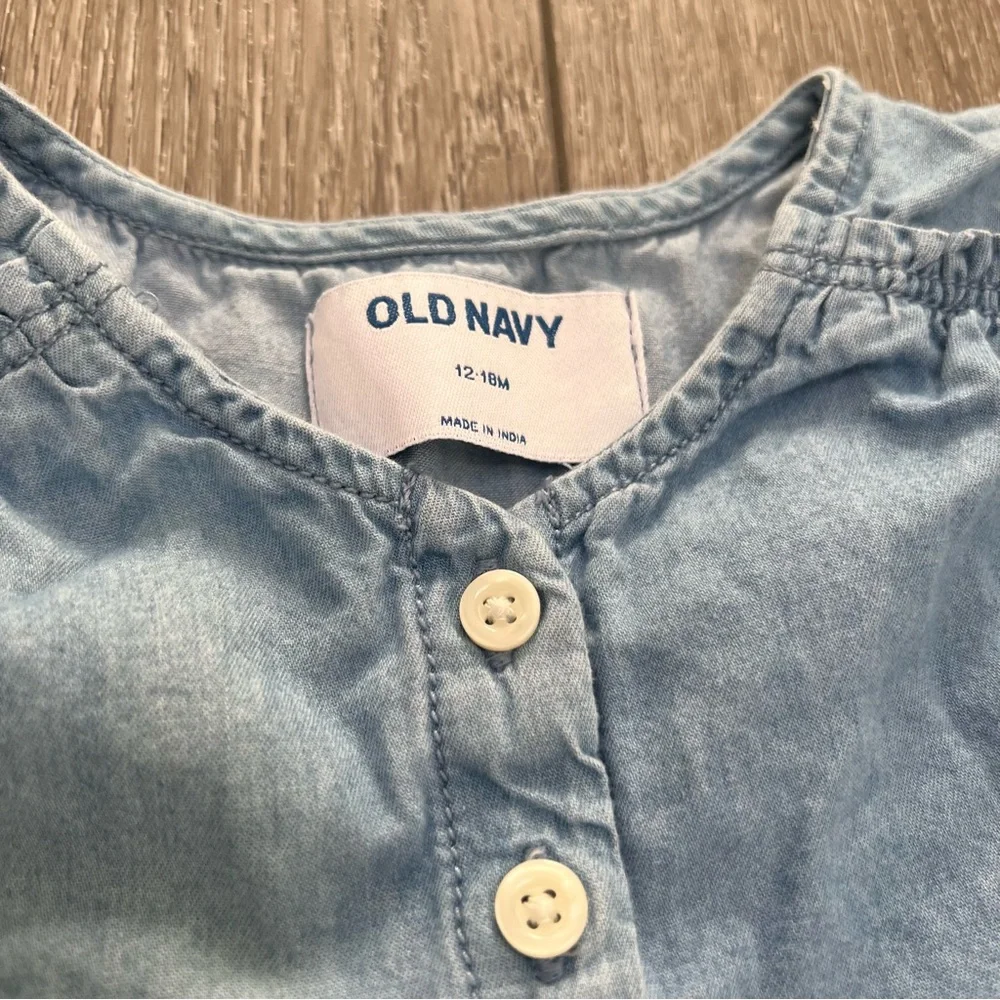 OLD NAVY DENIM CHAMBRAY BUTTON UP DRESS 12-18MO